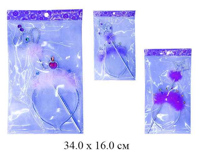 Н/корона с опушкой  + волш. палочка (2 вида)  в пак.
