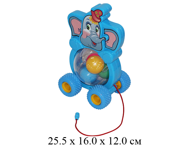 Каталка с шариками "Бимбосфера - Слонёнок" на веревке, в сетке "Полесье"