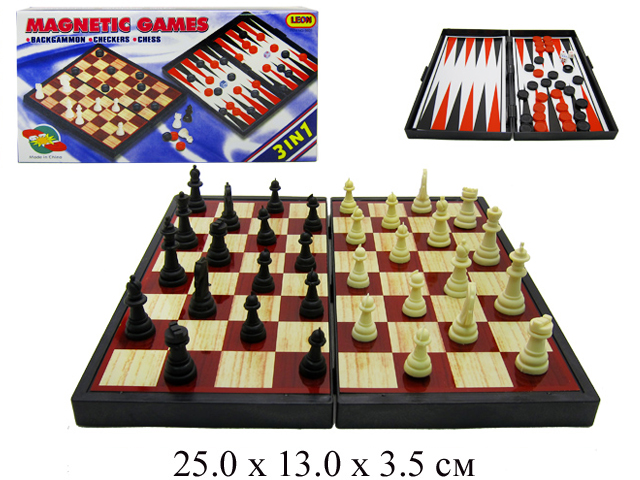 Игра 3 в 1 (шашки, шахматы, нарды) в кор. 9831