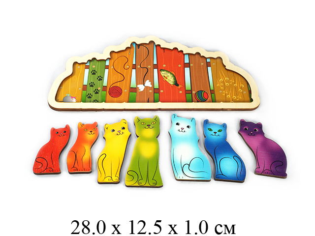 Развивающая доска "Разноцветные котята" (Радуга) 7 дет. (дерев.) Нескучные игры