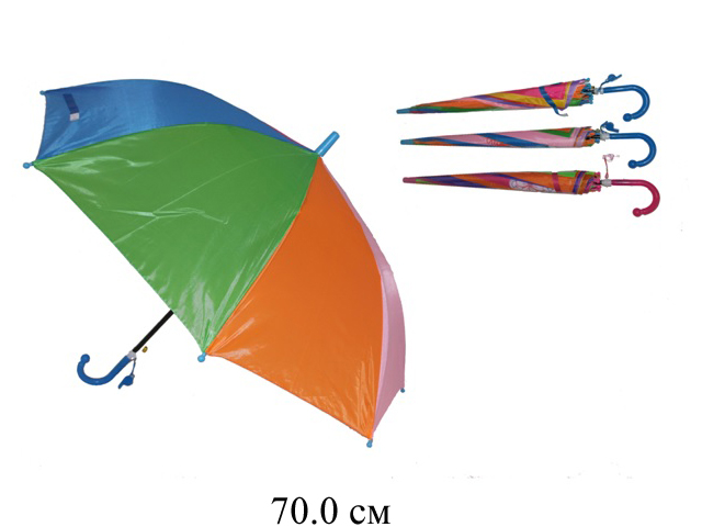 Зонт + свисток рис полоска 5 цв. шелк  70 см. в пак.