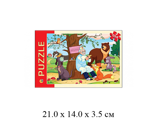 Паззлы "Сказка №4" - "Доктор Айболит" (104 эл.) 24 х 34 см в кор.  "Рыжий кот"