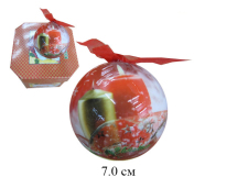 Н/8 шт. шаров глянцевых 7 см  (красные, рис. свеча) в подарочной коробке