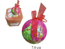 Н/8 шт. шаров глянцевых 7 см  (розовые, рис. елка) в подарочной коробке