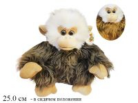 *Игрушка мягконабивная - горилла ТЕМНАЯ сидячая, мех.с белой головой 25 см