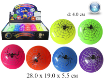 Мяч - попрыгунчик светящ. 4 см рис.паук (6 цветов) в диспл.