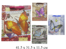 Пакет подарочный рис. бабочки (4 вида) 41,5 х 31,5 х 11,5 см