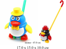 Каталка - пингвин (пищит) на палке (2 цвета) в пак. 0339