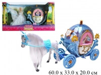 Карета с лошадью "Королева бала" на бат. 28905A (свет, звук, ходит) + кукла гнущ.  в кор. Tongde