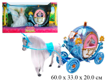 Карета с лошадью "Королева бала" на бат. 28905A (свет, звук, ходит) + кукла гнущ.  в кор. Tongde