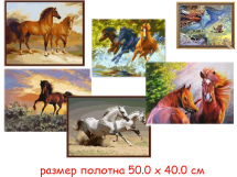 Н/для творчества - картина по номерам - лошади 40 х 50 см  (5 видов : G338, GX7276, GX6507, GX7841,