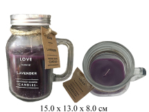Свеча ароматизированная  в банке с крышкой с ручкой большая фиолетовая (Лаванда)