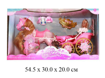 Карета с лошадью + кукла гнущ. + аксессуары в кор. 83150