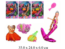 Кукла - русалка гнущ. Belinda  + платье + аксессуары (3 вида) в кор.