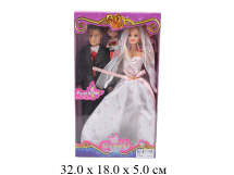 Кукла - невеста гнущ. + жених + 2 шт. пупсика в кор.