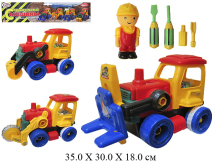 Трактор - конструктор с инструментом "Строительные машины" (3 вида) в пак. Play Smart