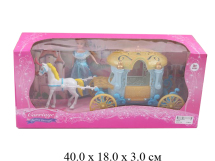 Карета с лошадью + кукла гнущ. (2 цвета) в кор.
