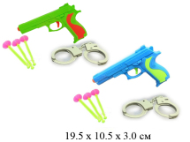 Н/пистолет,присоски+наручники в пак.2 цв.AK336-6D