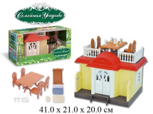 Дом "Семейная усадьба" с мебелью (подсветка) + 3  фигурки животных в кор.