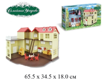 Дом "Семейная усадьба" с мебелью (подсветка) + 2 фигурки животных в кор.