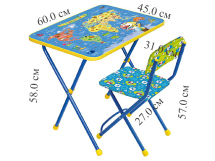 Комплект "Познайка Познаю мир" детский складной стол + стул мягк. моющ. в кор. "Ника"