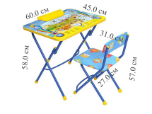 Комплект детский складной стол + пенал + стул мягкий "Познаю мир" в кор. "Ника"