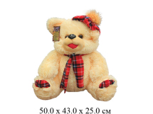 Игрушка мягконабивная медведь "Тимоша" с шарфом в берете средн.(50 см) Ягуар