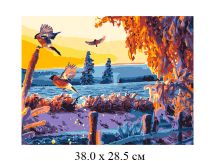 Н/для творчества раскраска по номерам "Солнечный вечер"(основа,кисть,краски,лак,вспом.лист)Лори