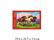 Пазлы (1000 элементов) - "Резвые лошади" в кор. "Рыжий кот"