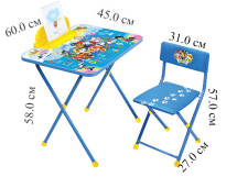 Комплект "Щенячий патруль1" для детей от 1,5 до 3 лет. детский складной стол + моющ. стул в кор. "Ни